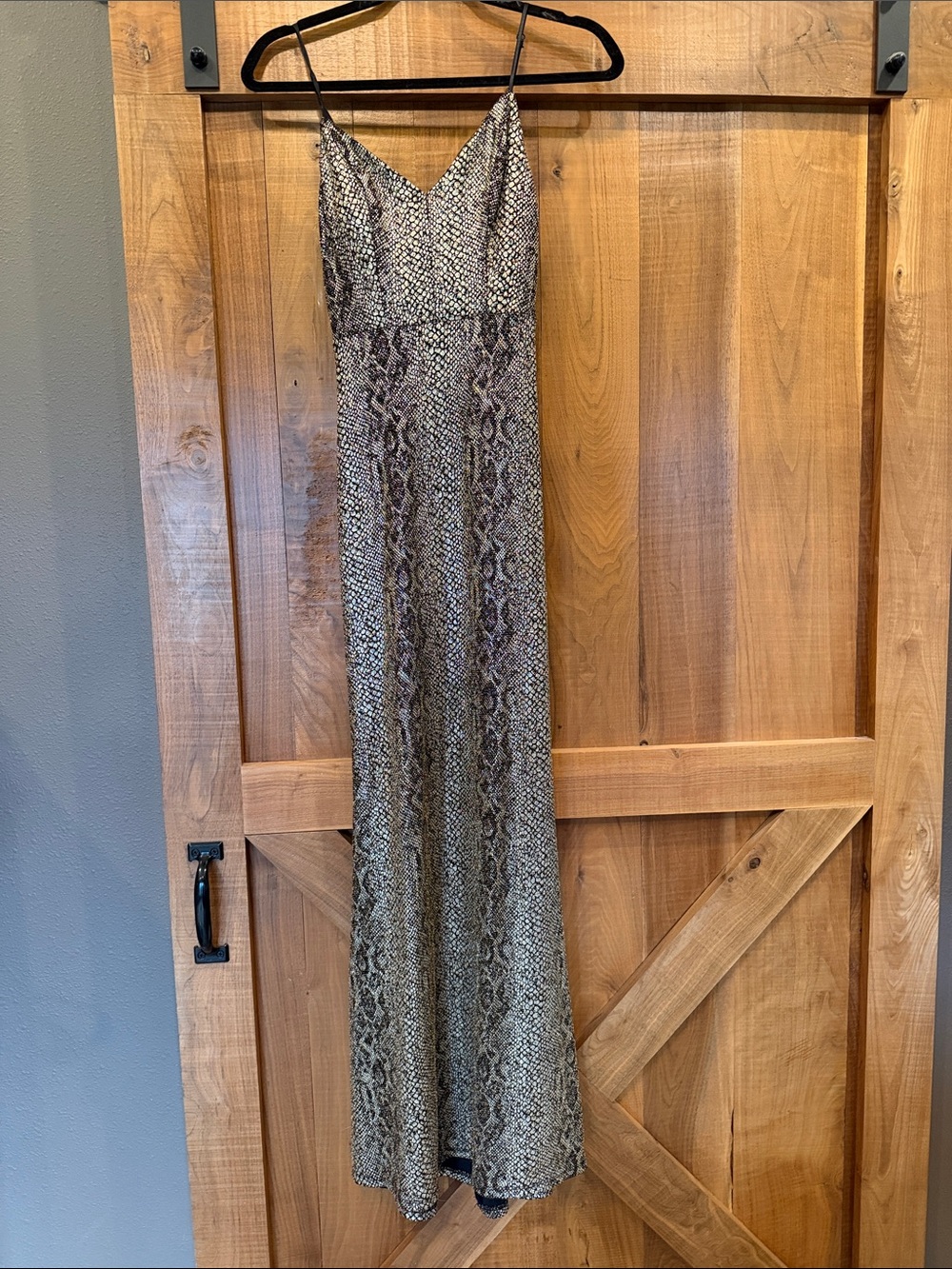 Teeze Me Snake-Print Maxi Dress in Taupe and Black
